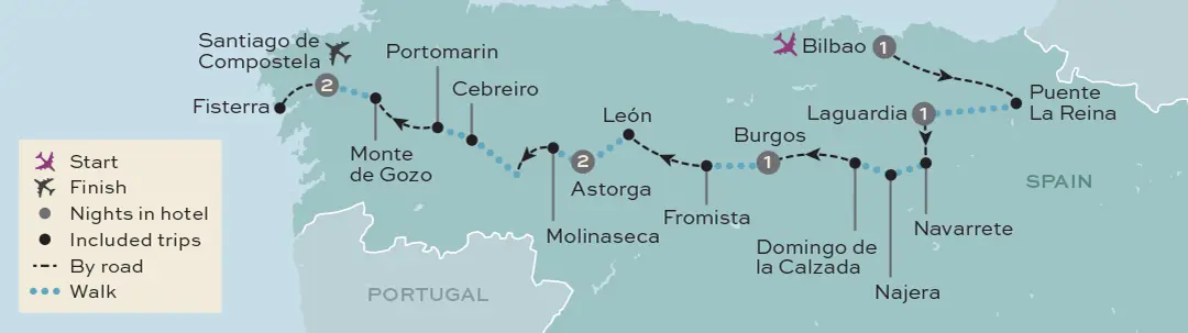Just You - Walking the Camino De Santiago Tour Map