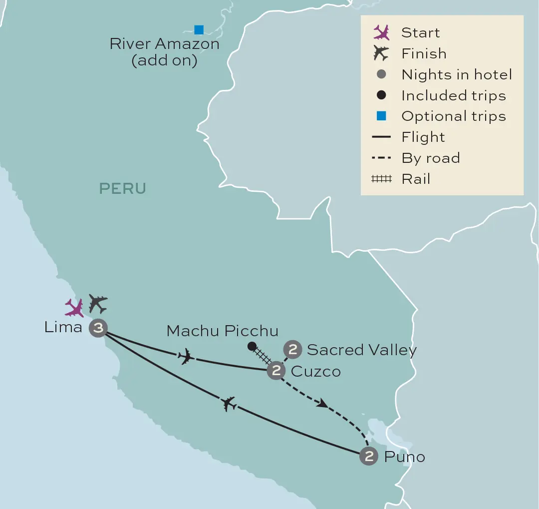 Just You - Highlights of Peru - Tour Map