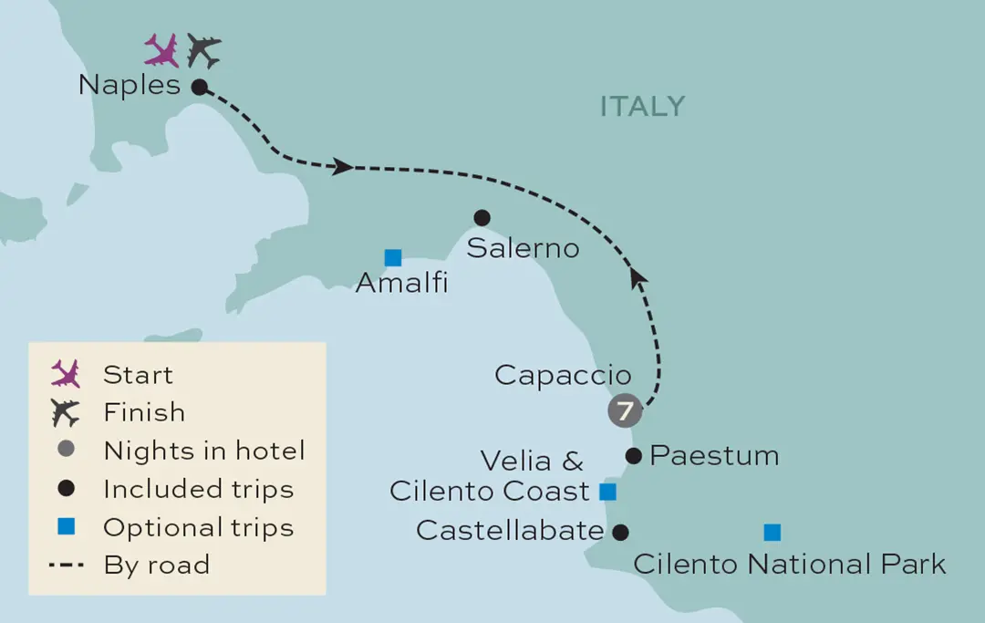 Just You - Italy's Cliento Coast - Tour Map
