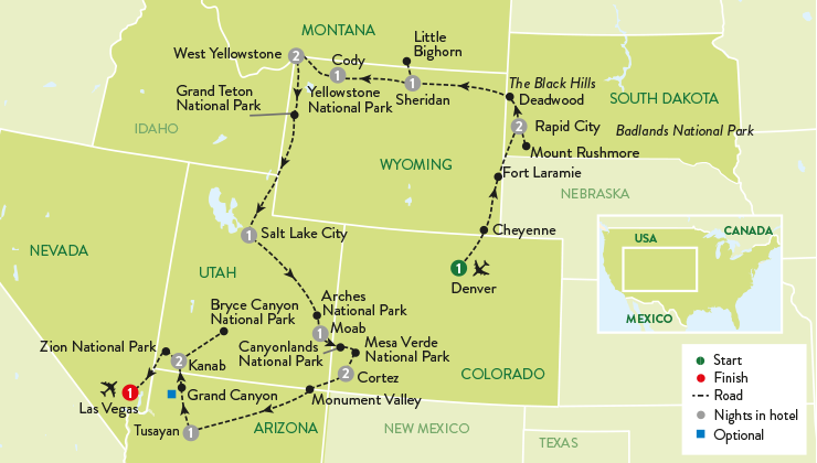 National Parks, Mount Rushmore map