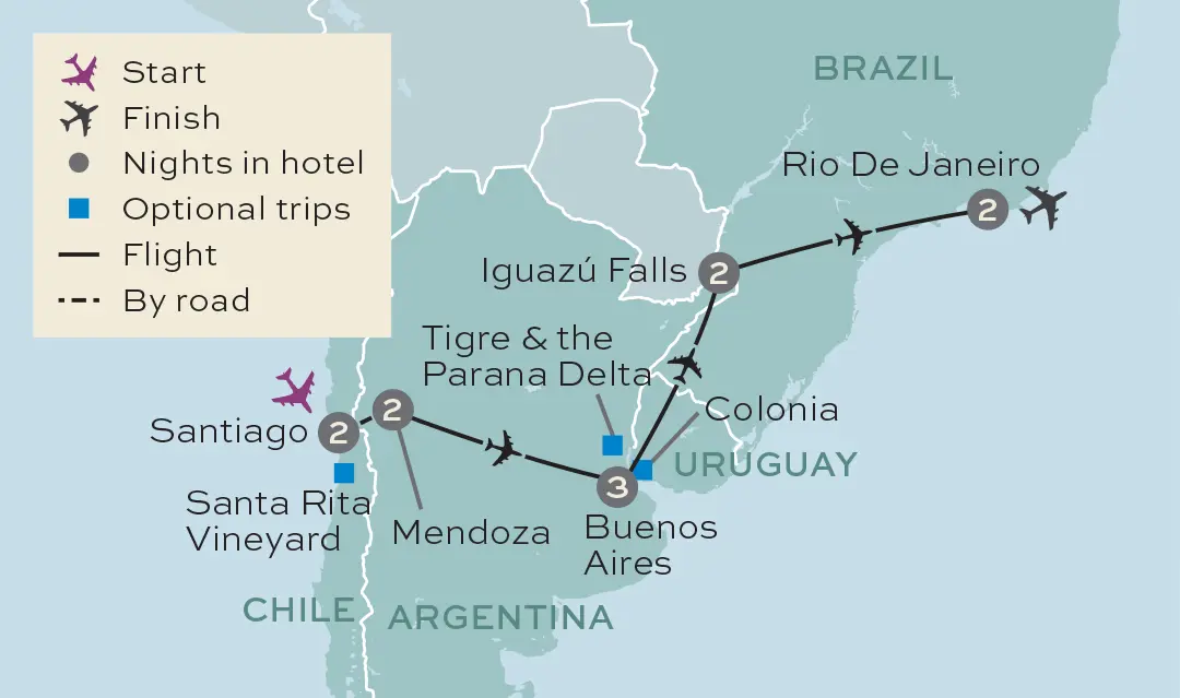 Just You - Chile, Argentina and Brazil - Tour Map