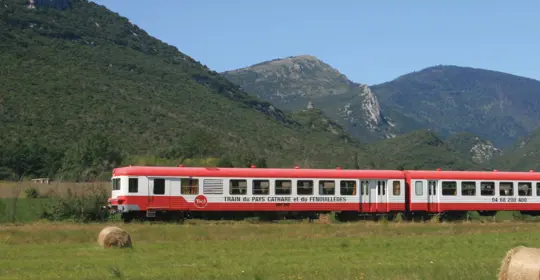 red train in Pyrenees 