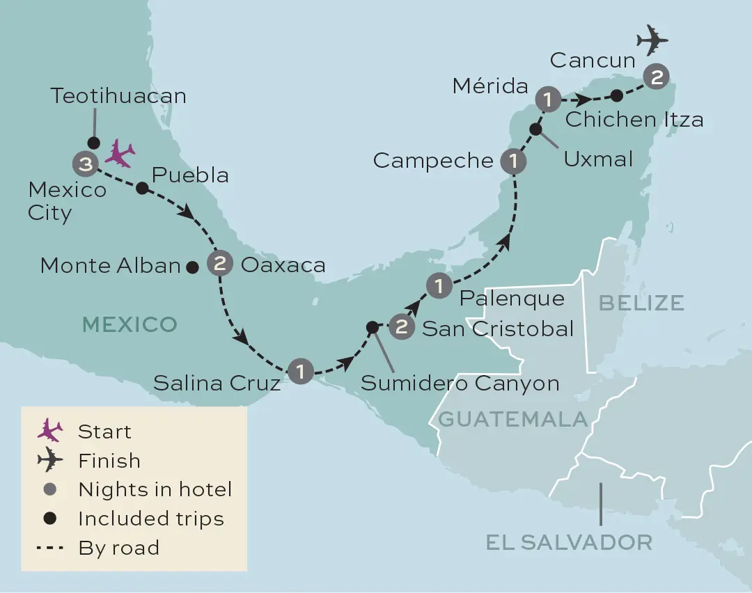 Just You - A Mexican Adventure - Tour Map