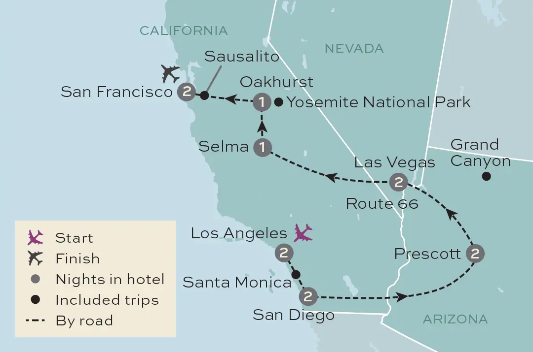 Just You - America's Western Wonders - Tour Map