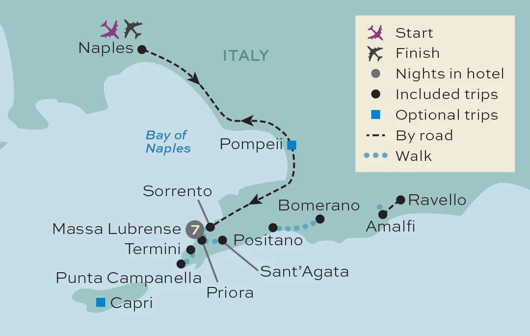 Just You - Walking the Amalfi Coast - Tour Map