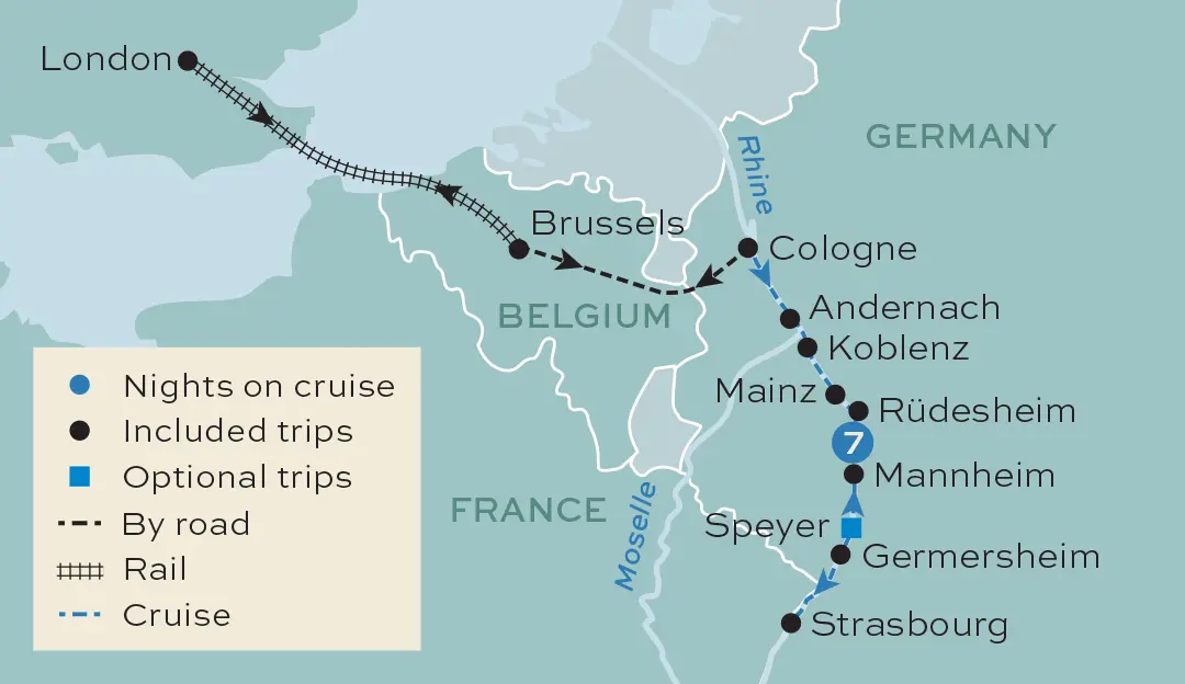 Just You - Cruising the Rhine and Moselle Tour Map