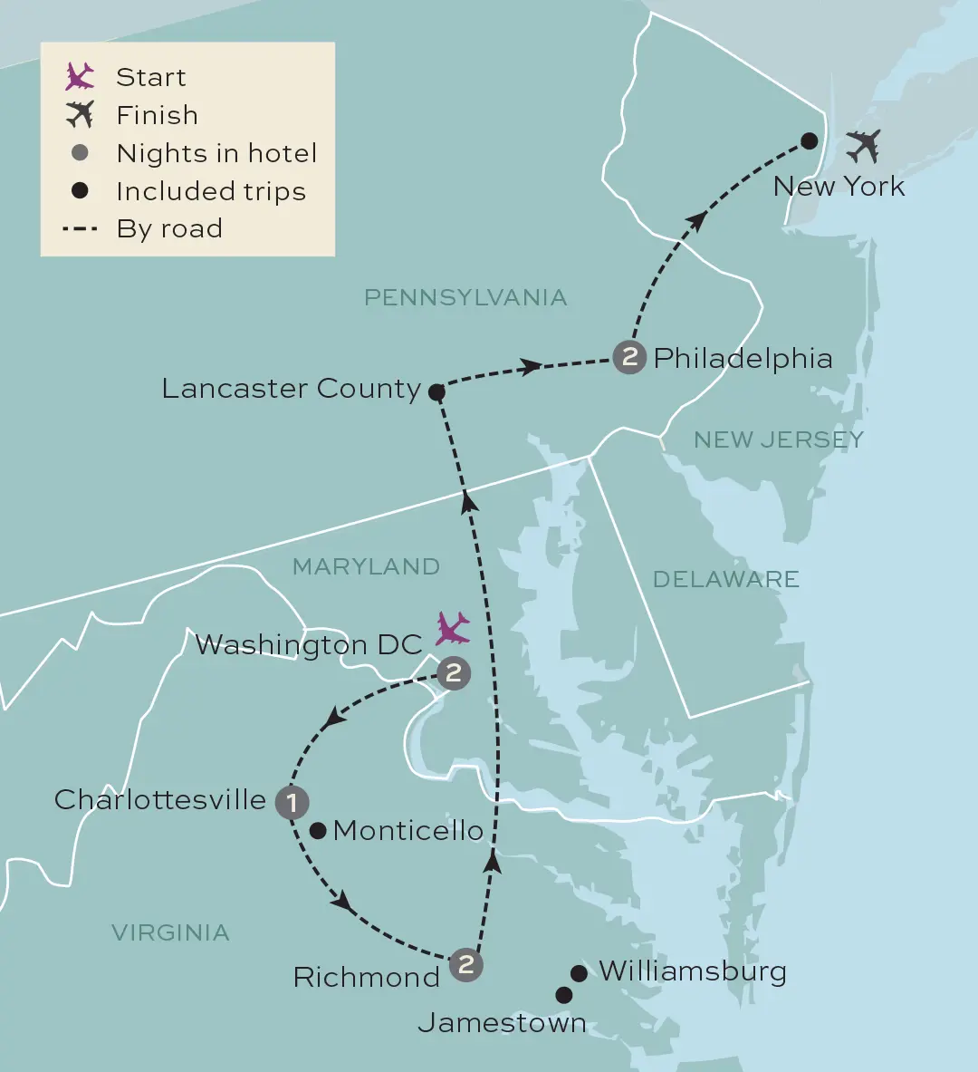 Just You - America's Historic Trail - Tour Map