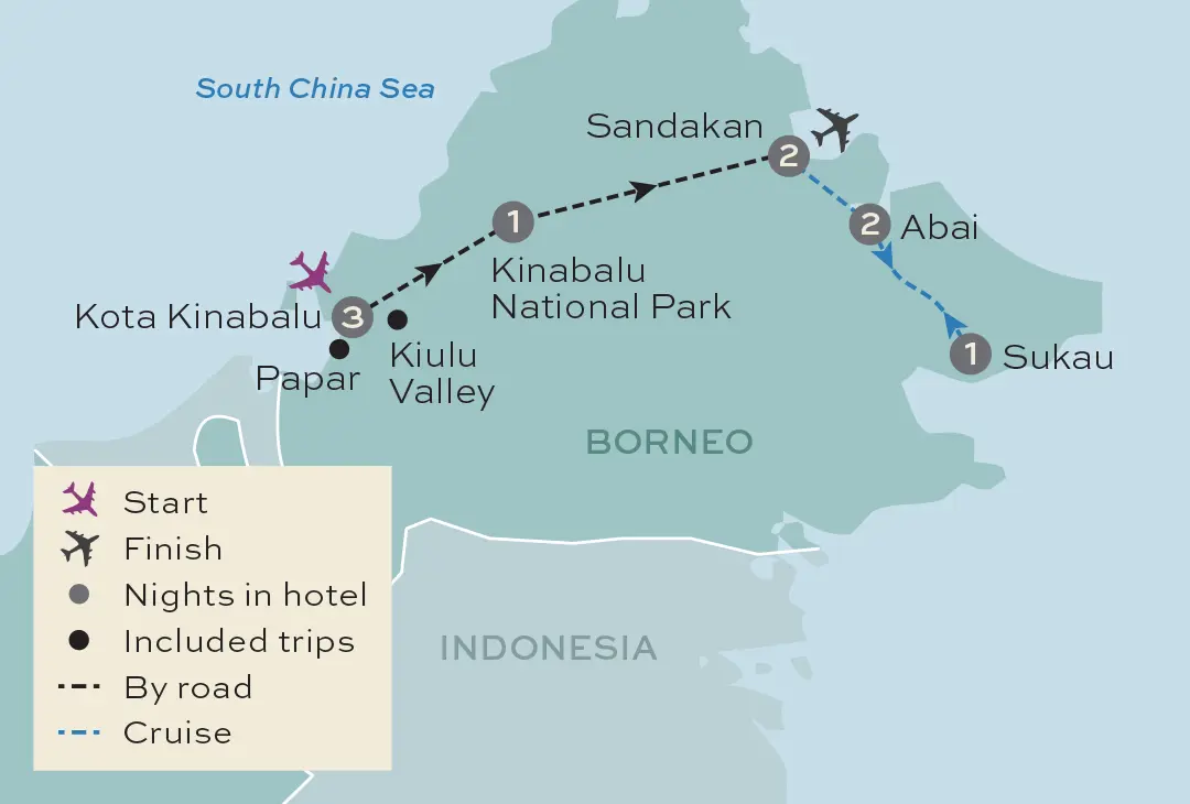 Just You - Wild Borneo - Tour Map