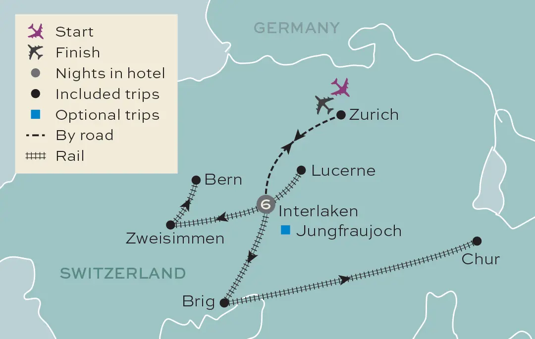 Just You - Switzerland's Scenic Railways Tour Map