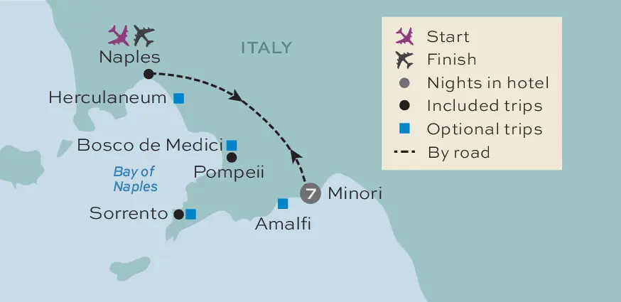 Pompeii, Sorrento and the Bay of Naples in Winter, Just You Tour Map
