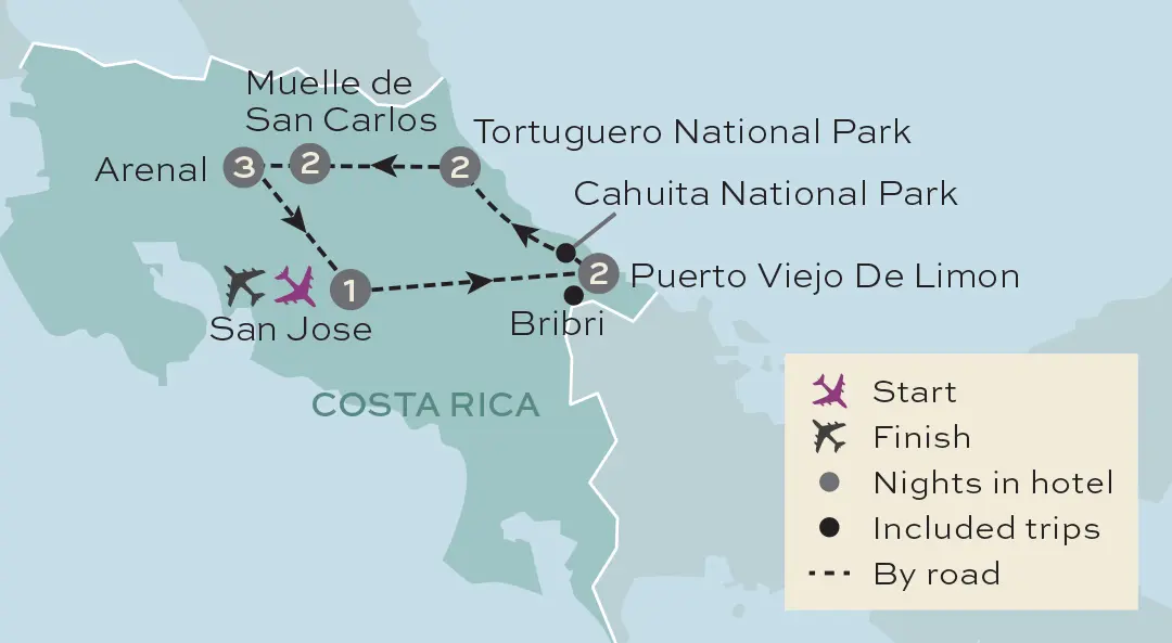 Just You - Real Costa Rica - Tour Map