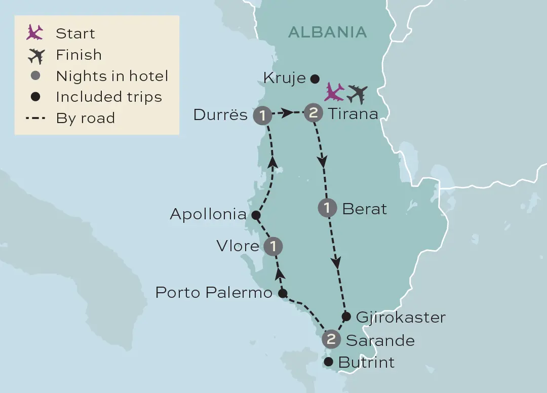 Just You - Albania Uncovered - Tour Map