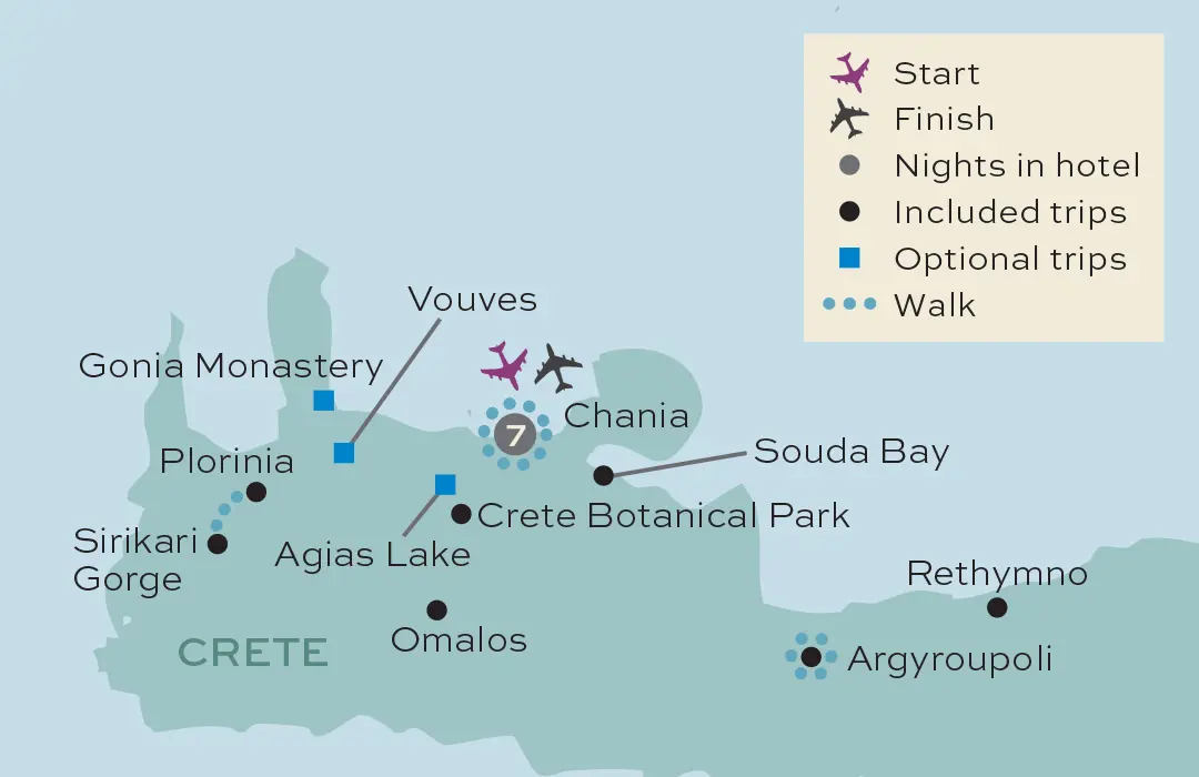 Just You - Walking in Crete - Tour Map