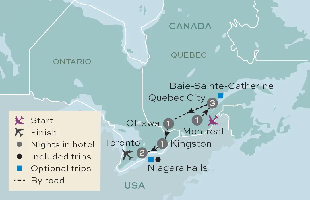 Just You - Canada's Eastern Splendours - Tour Map
