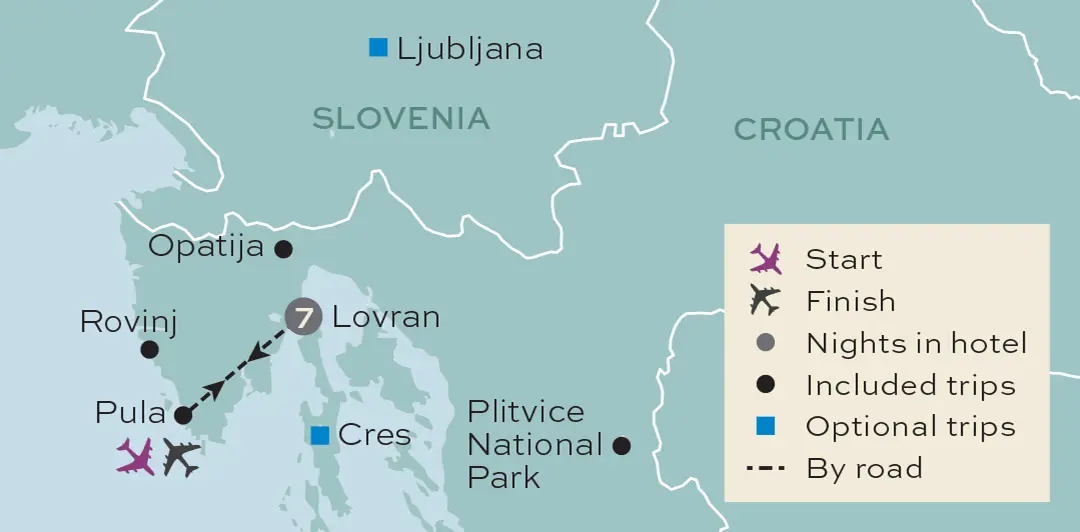 Just You - Croatia's Istrian Coast - Tour Map